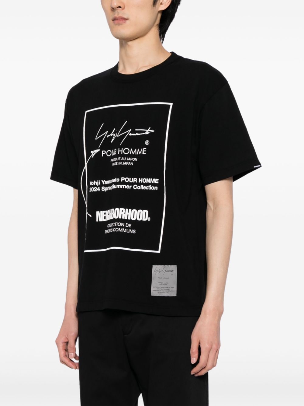 Shop Yohji Yamamoto X Neighborhood Logo-print Cotton T-shirt In Black