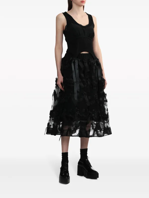 Simone Rocha リボンディテール トップ | ブラック | FARFETCH JP