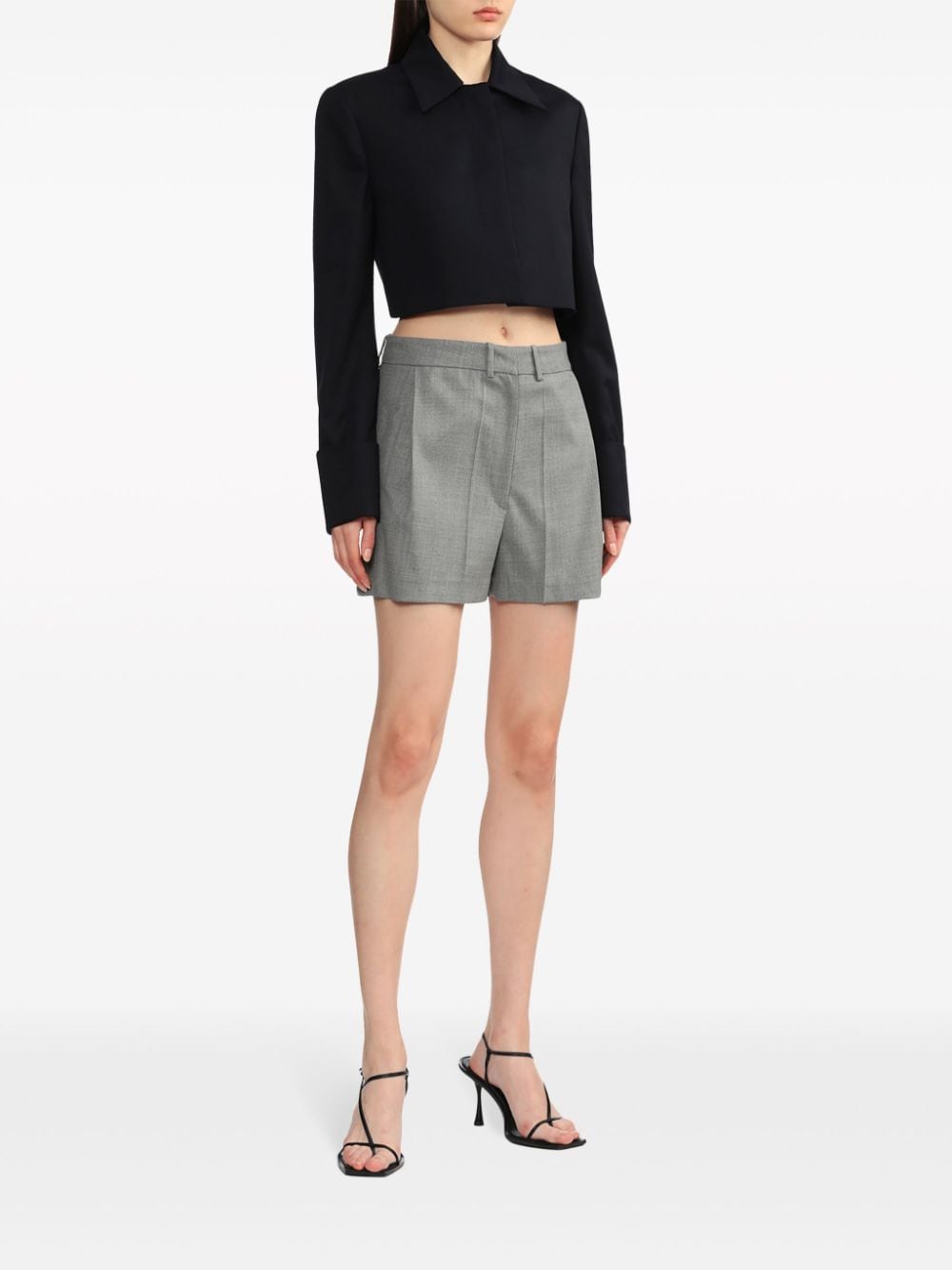 Shop Low Classic Mid-rise Tailored Shorts In Grey