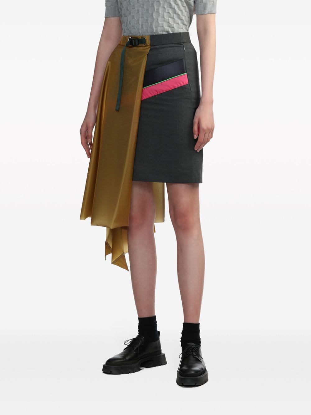 Shop Kolor Asymmetric Panelled Mini Skirt In Black
