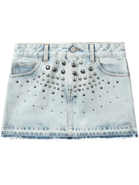 Alessandra Rich falda corta de mezclilla con detalle