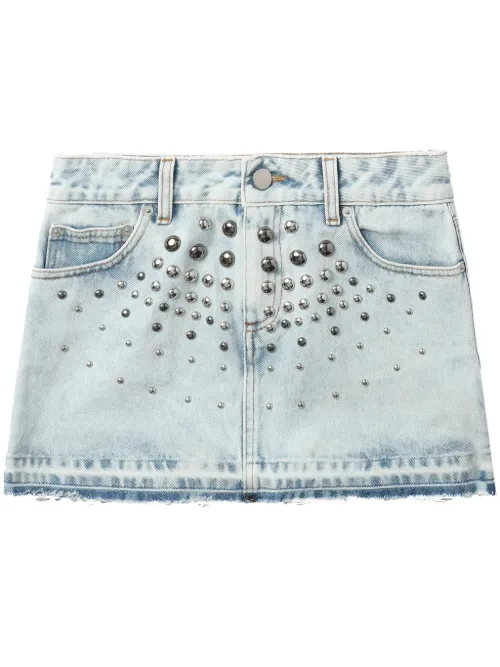 Minijupe en jean à détails de clous - Alessandra Rich - Modalova