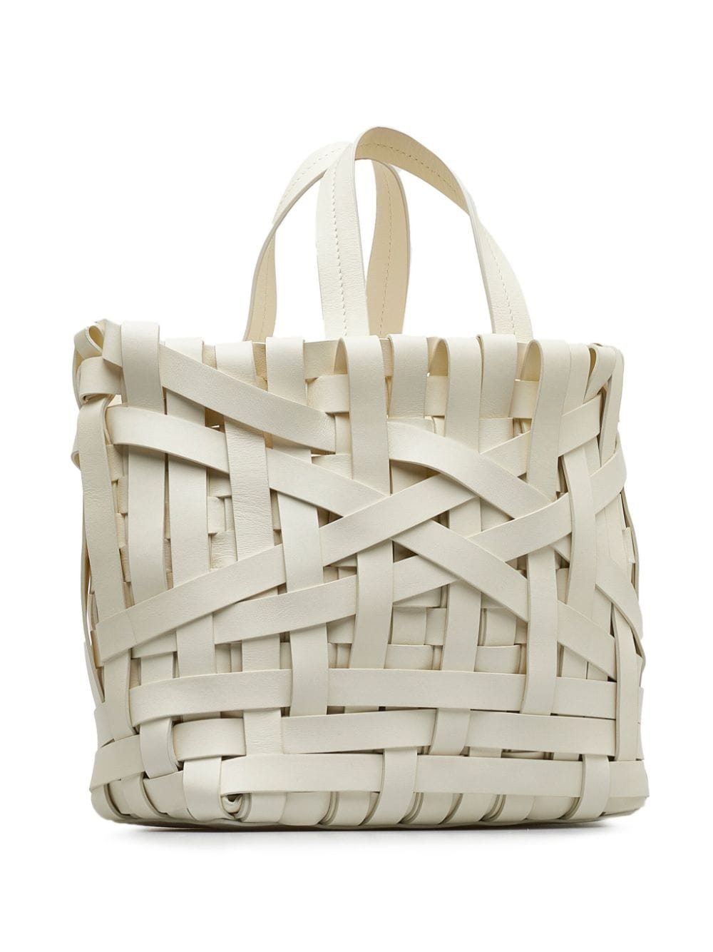 Pre-owned Jil Sander 2023 Woven Basket Leather Handbag In White