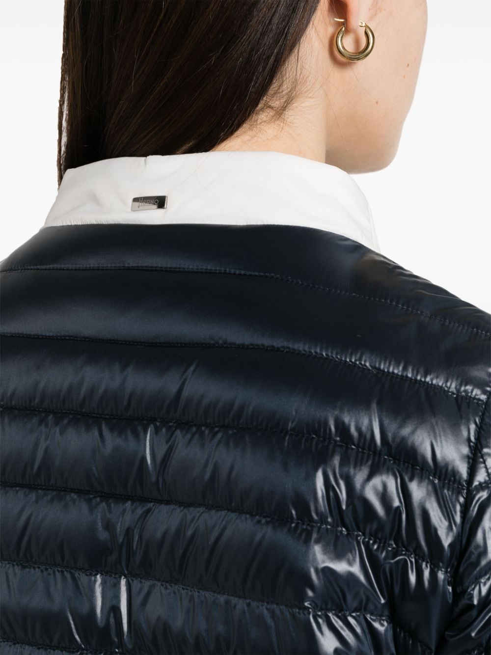 Shop Herno Contrast-border Padded Jacket In Blue