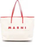 Marni small Janus canvas tote bag - White