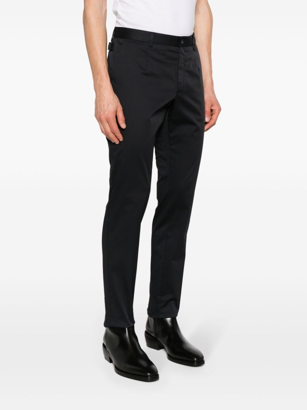 Shop Dolce & Gabbana Mid-rise Tapered Chinos In Blue