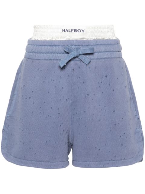 Halfboy layered distressed cotton shorts