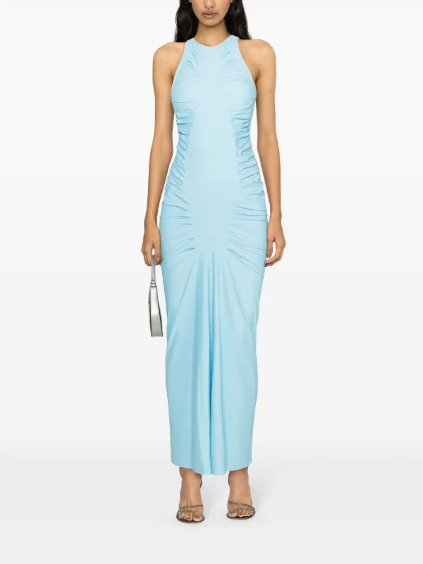gauge81 blue dress Puno Lapis Long-Sleeve Silk Midi Dress