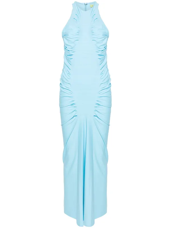 GAUGE81 Halterneck Ruched Maxi Dress | Blue | FARFETCH