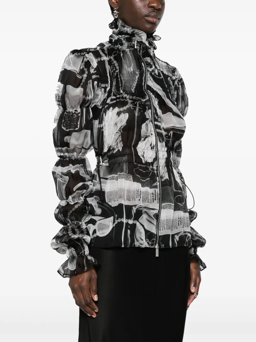 Shop Off-white Xray Silk Blouse In Black