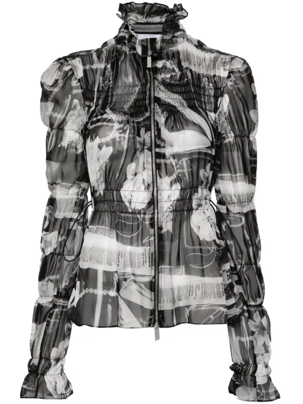 Off-White Xray Silk Blouse in Black