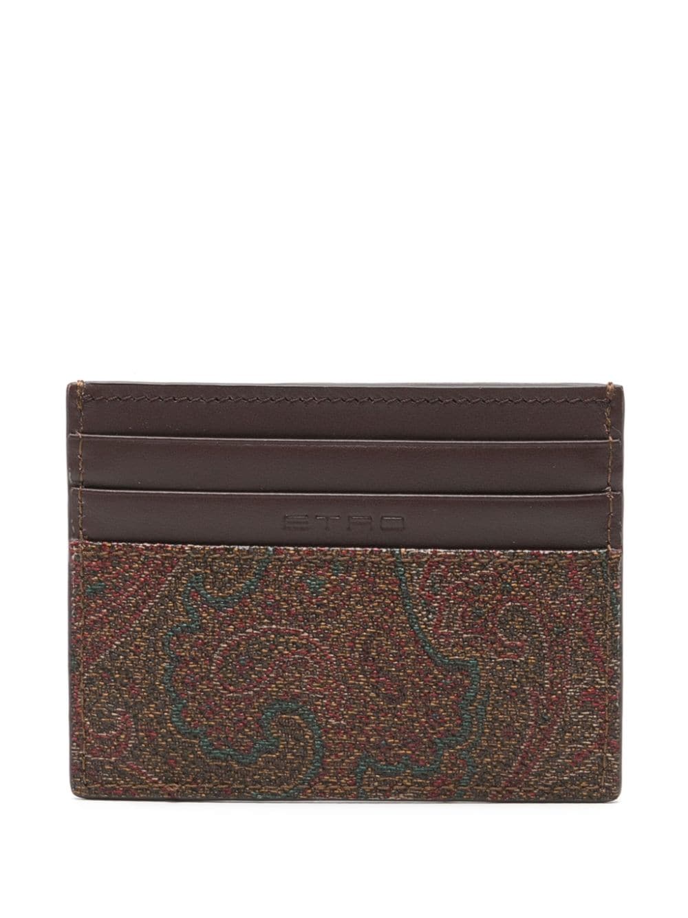 Shop Etro Pegaso-embroidered Cardholder In Brown