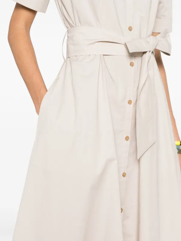 【関税&送料込】Woolrich Sand Poplin Dress Woolrich Midi Shirt Dress | Neutrals | FARFETCH