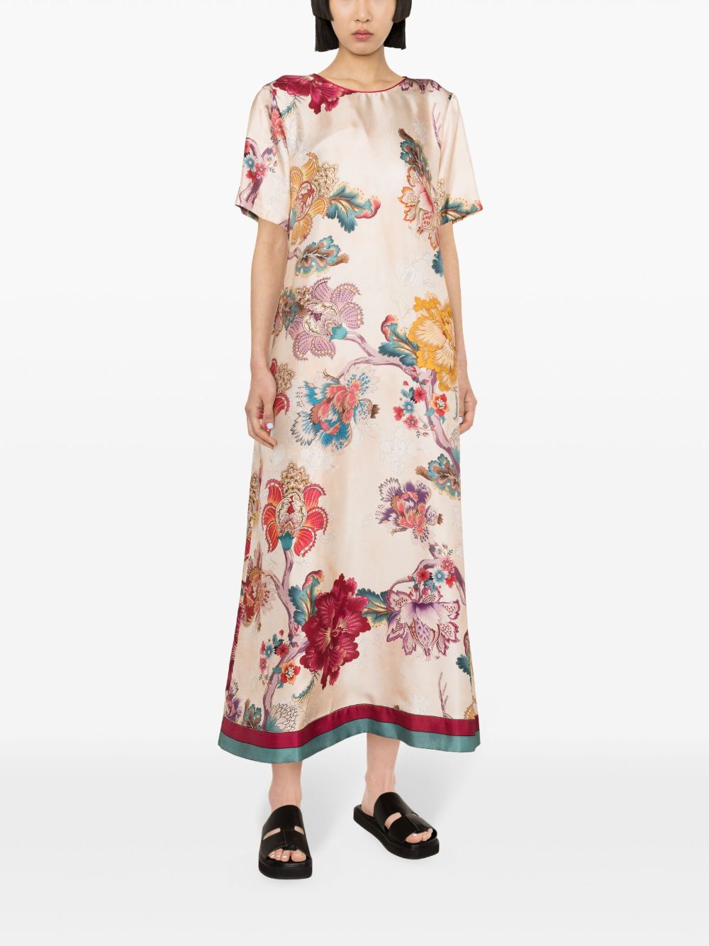 Shop F.r.s For Restless Sleepers Criso Floral-print Silk Dress In Pink