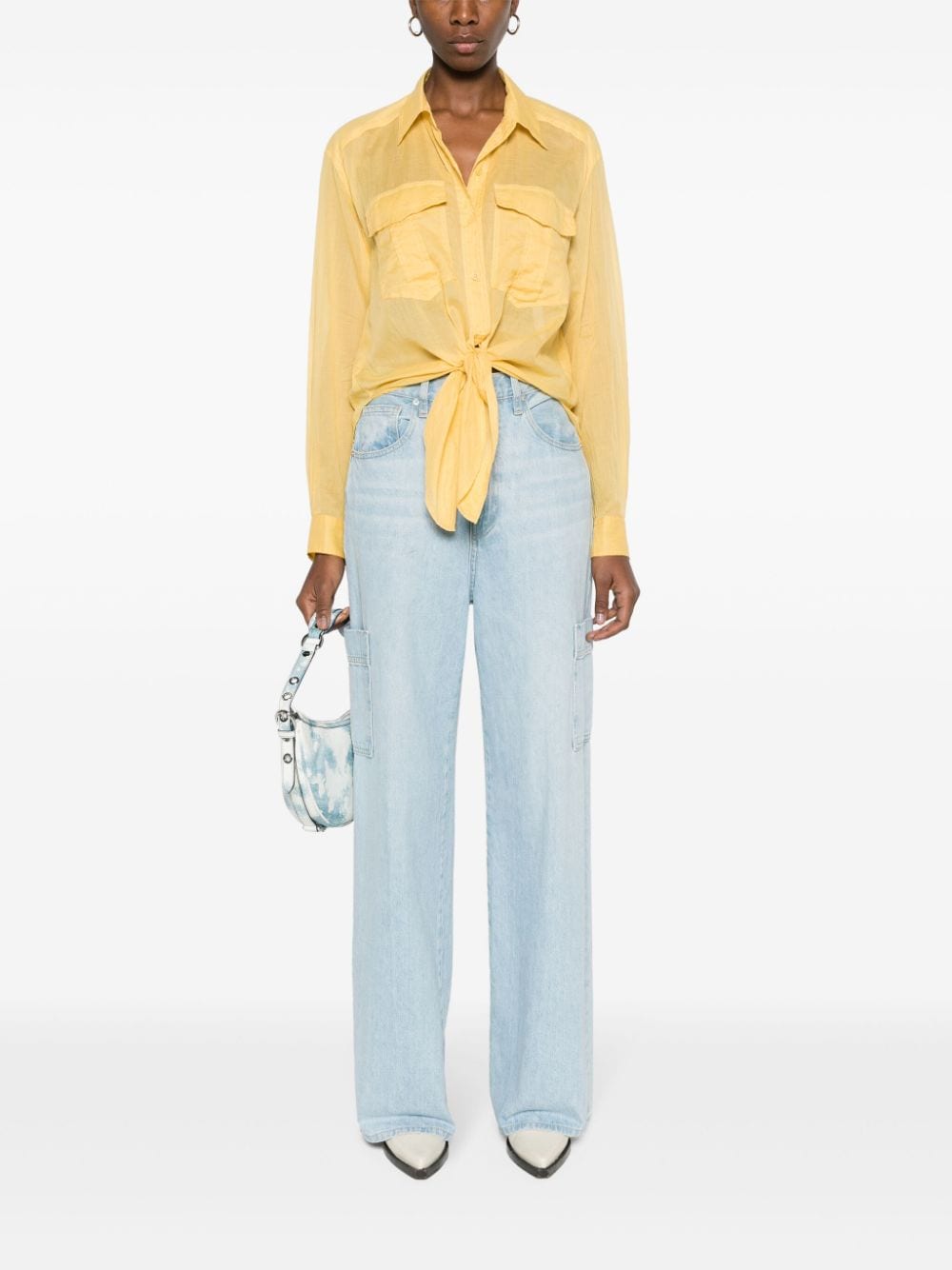 Shop Marant Etoile Nath Tied Shirt In Yellow
