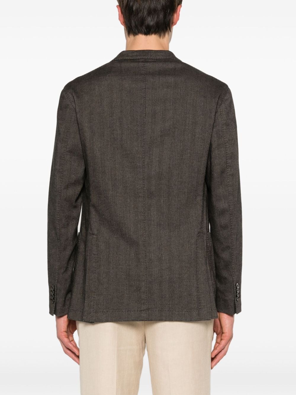 Shop Boglioli Single-breasted Herringbone Blazer In Brown