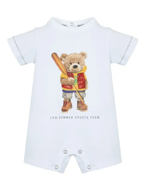 Lapin House teddy bear-print cotton rompers