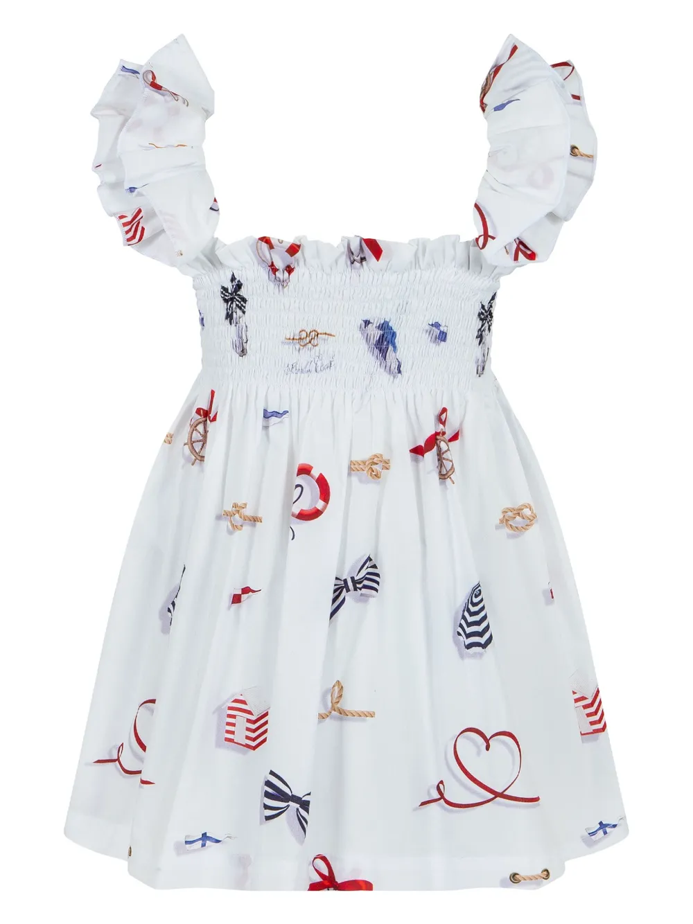 Lapin House Jurk met strikprint - Wit