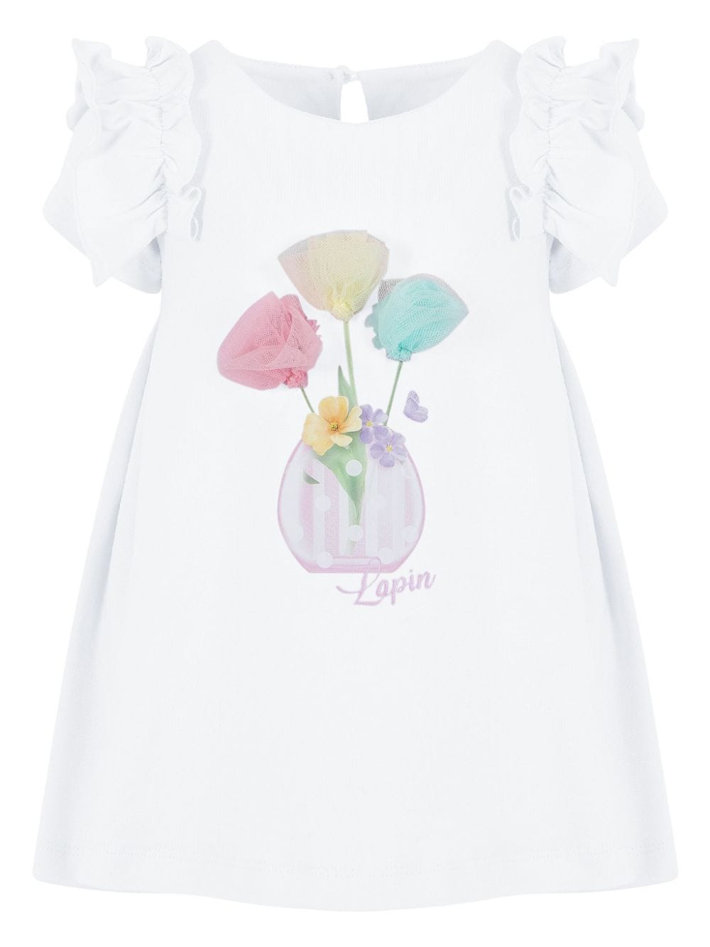 Lapin House Babies' Floral-print Cotton Dress In White