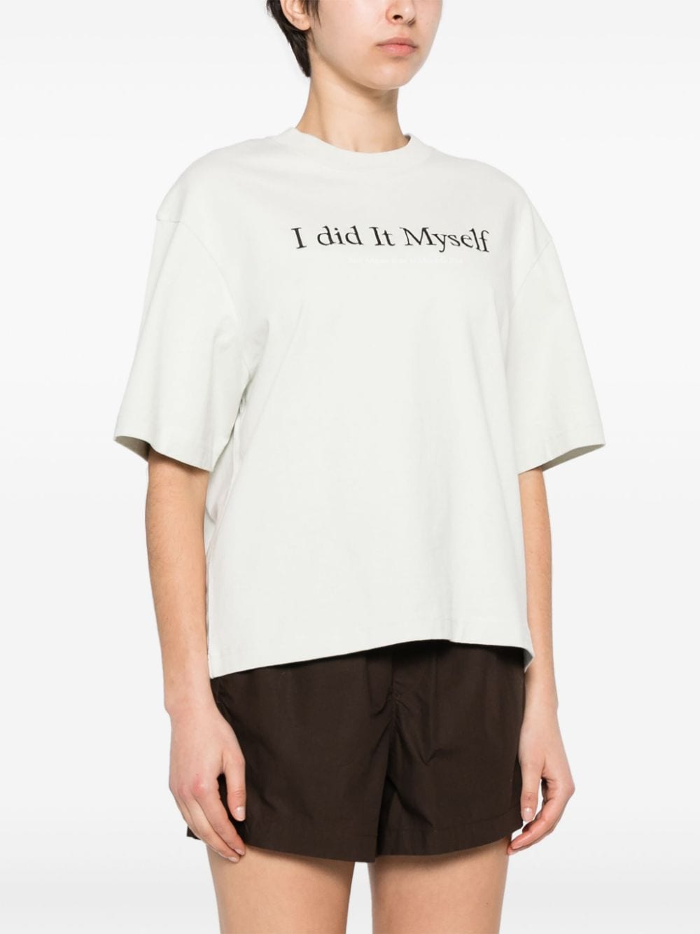 Shop Axel Arigato Embroidered-slogan Organic-cotton T-shirt In Green