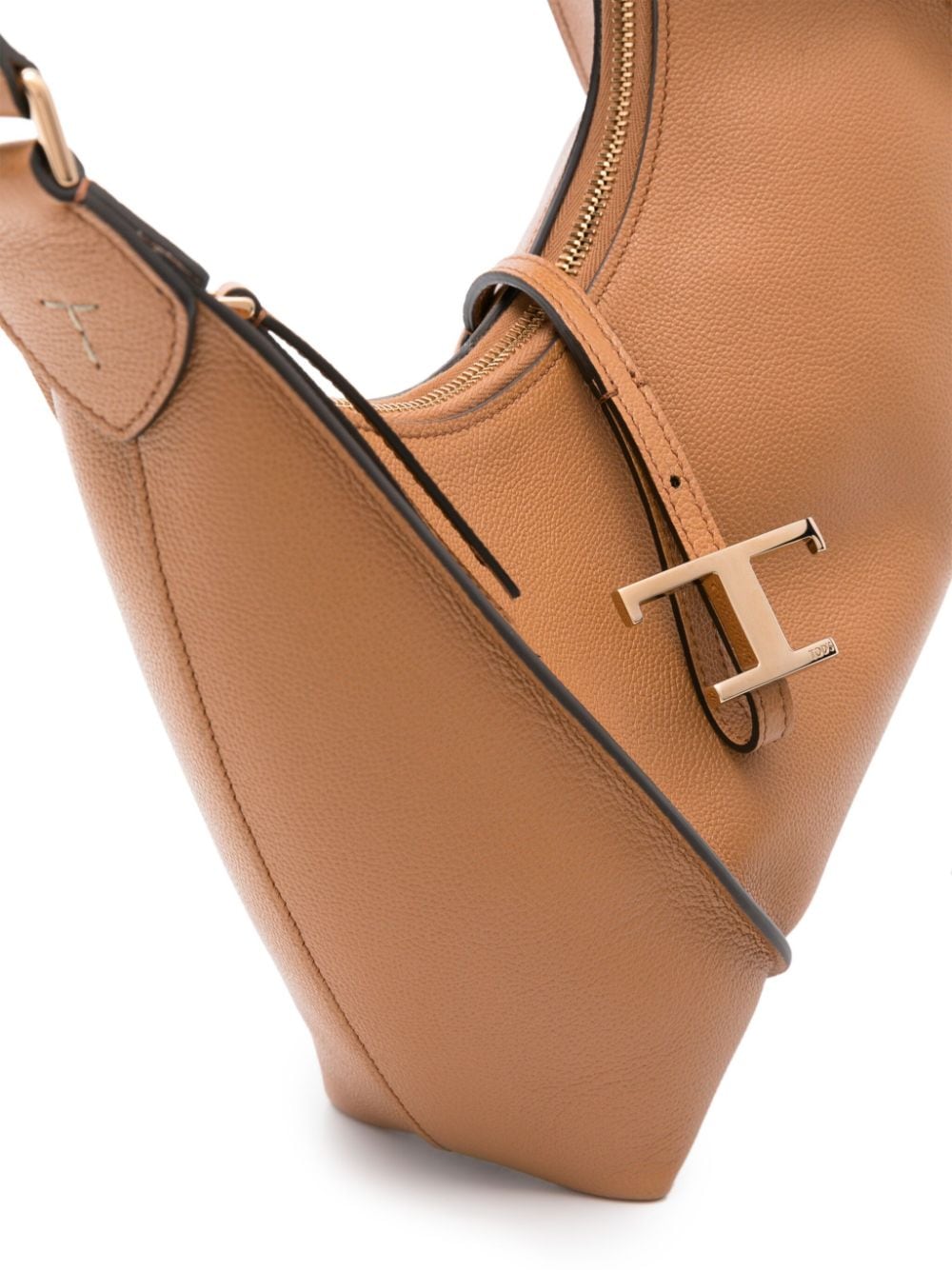 Shop Tod's T Timeless Leather Shoulder Bag In Nude