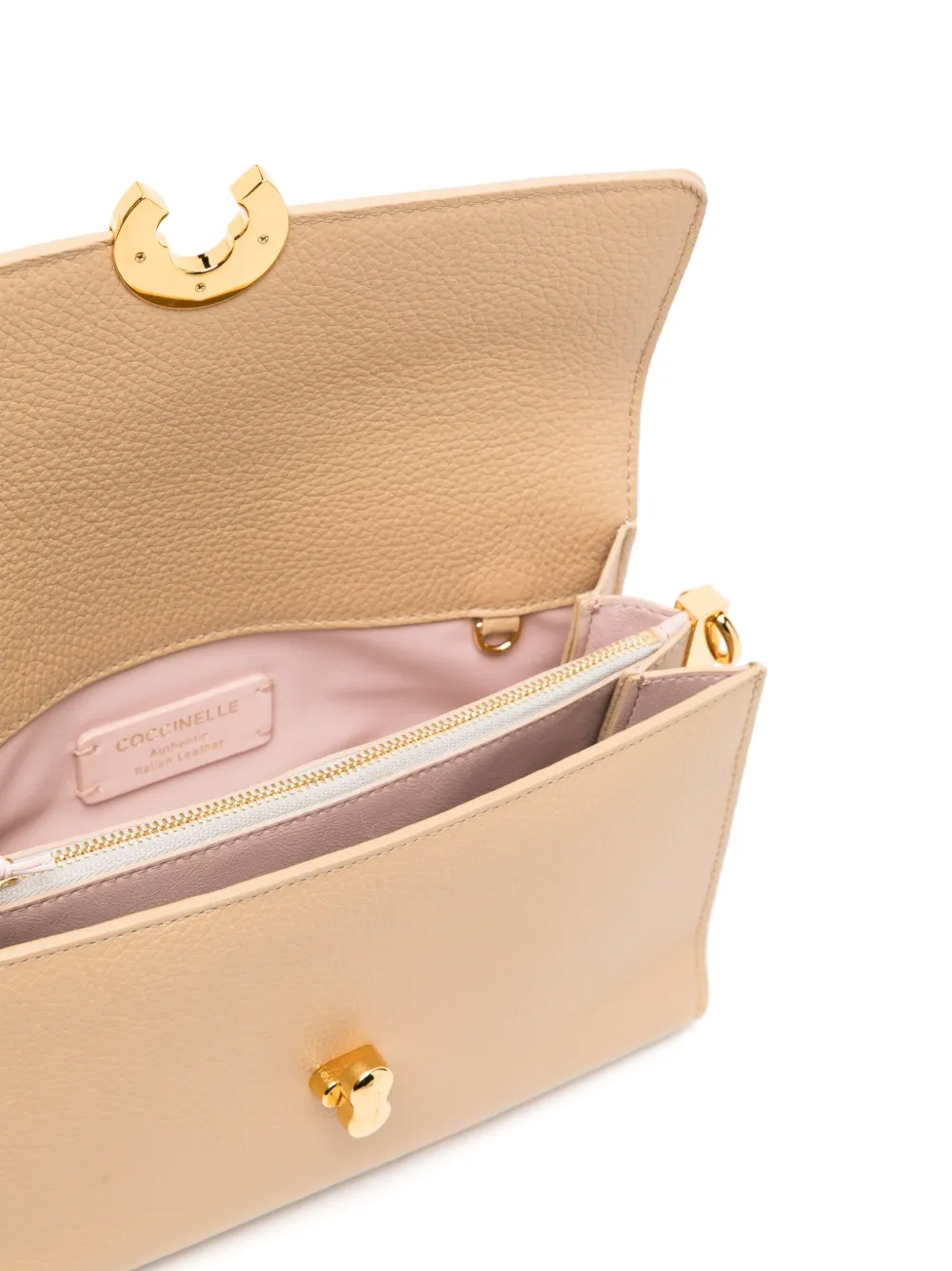 Coccinelle Binxie leren crossbodytas Beige