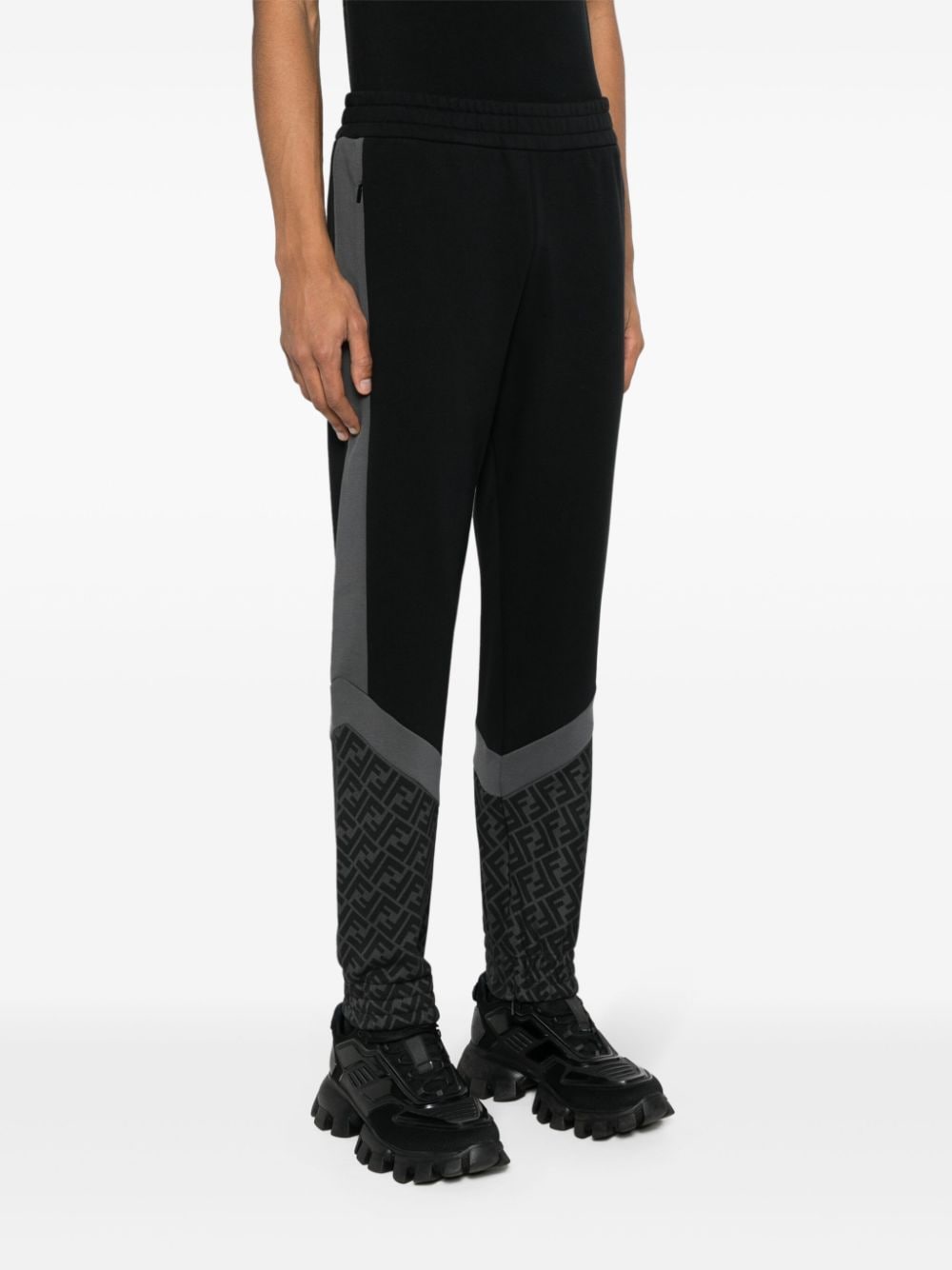 Shop Fendi Ff-motif Track Pants In Black