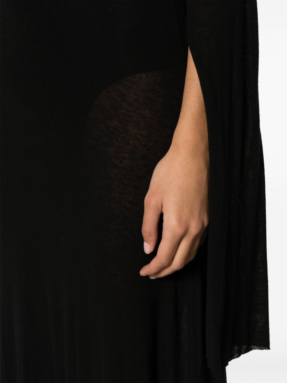 Shop Manurí Mélange Long-sleeve Maxi Dress In Black