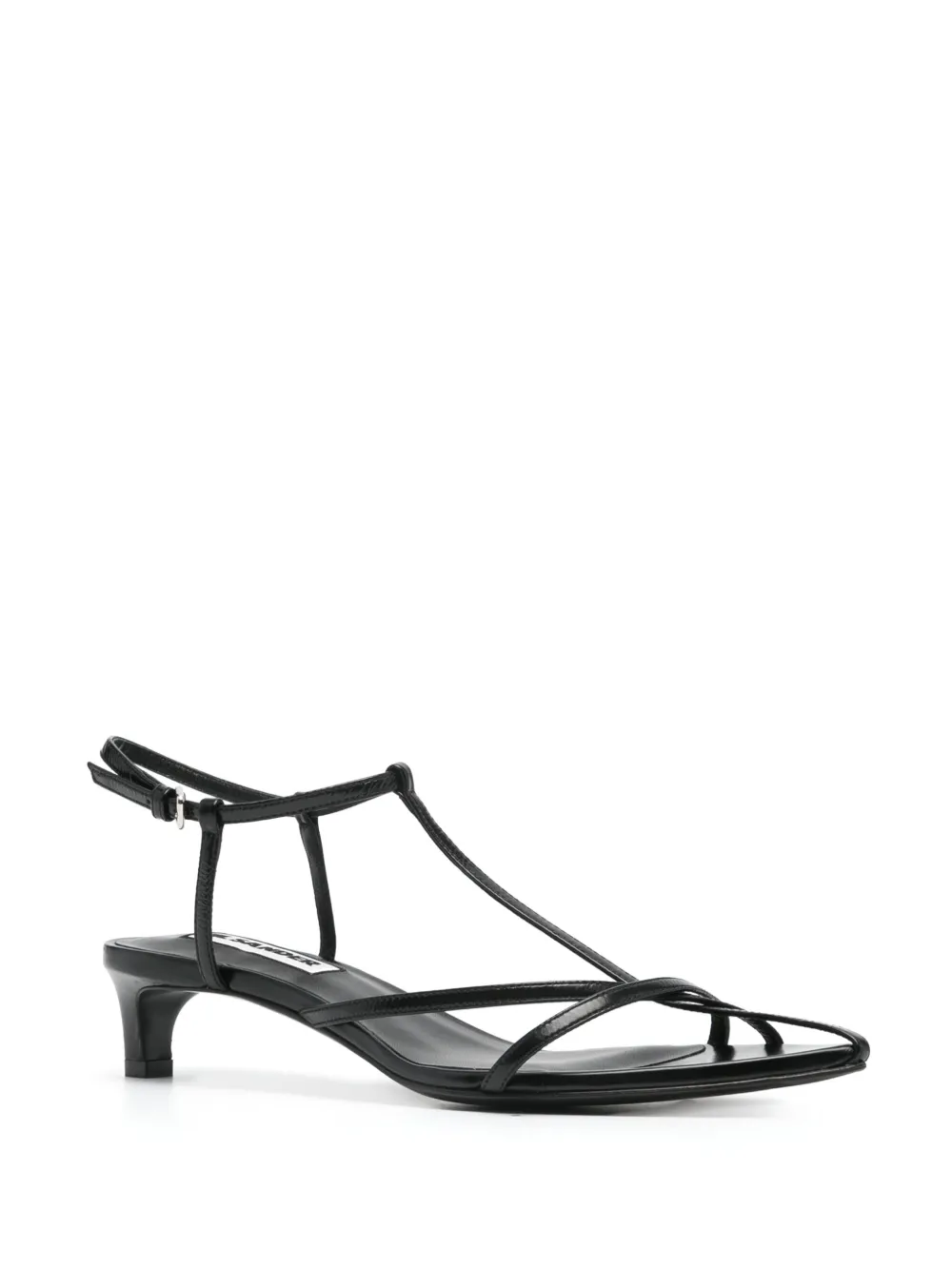 Shop Jil Sander Pointed Open-toe Leather Sandals In Black