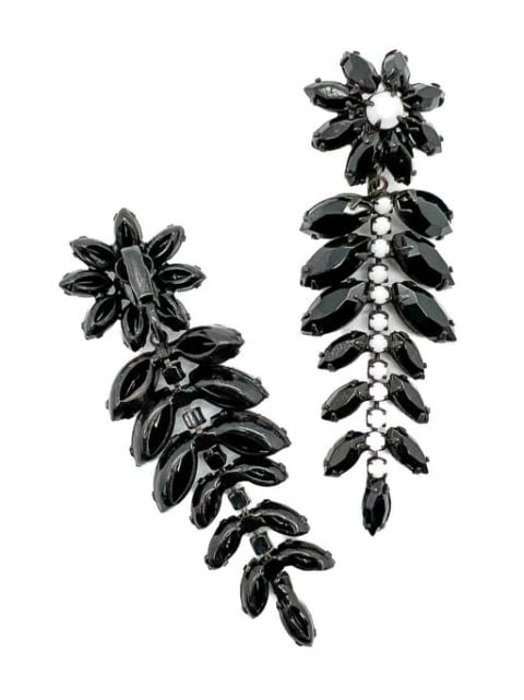 Vintage Hattie Carnegie Monochrome Floral Drop Earrings 1960s