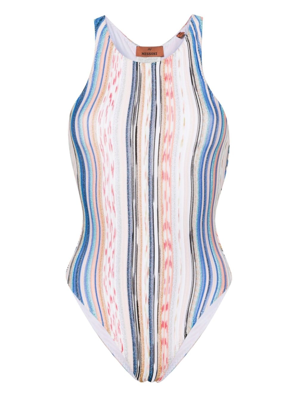 Missoni Striped Lurex Swimsuit In Blue