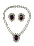 Jennifer Gibson Jewellery Vintage Amethyst Teardrop Necklace &amp; Earrings Set 1980s - Purple