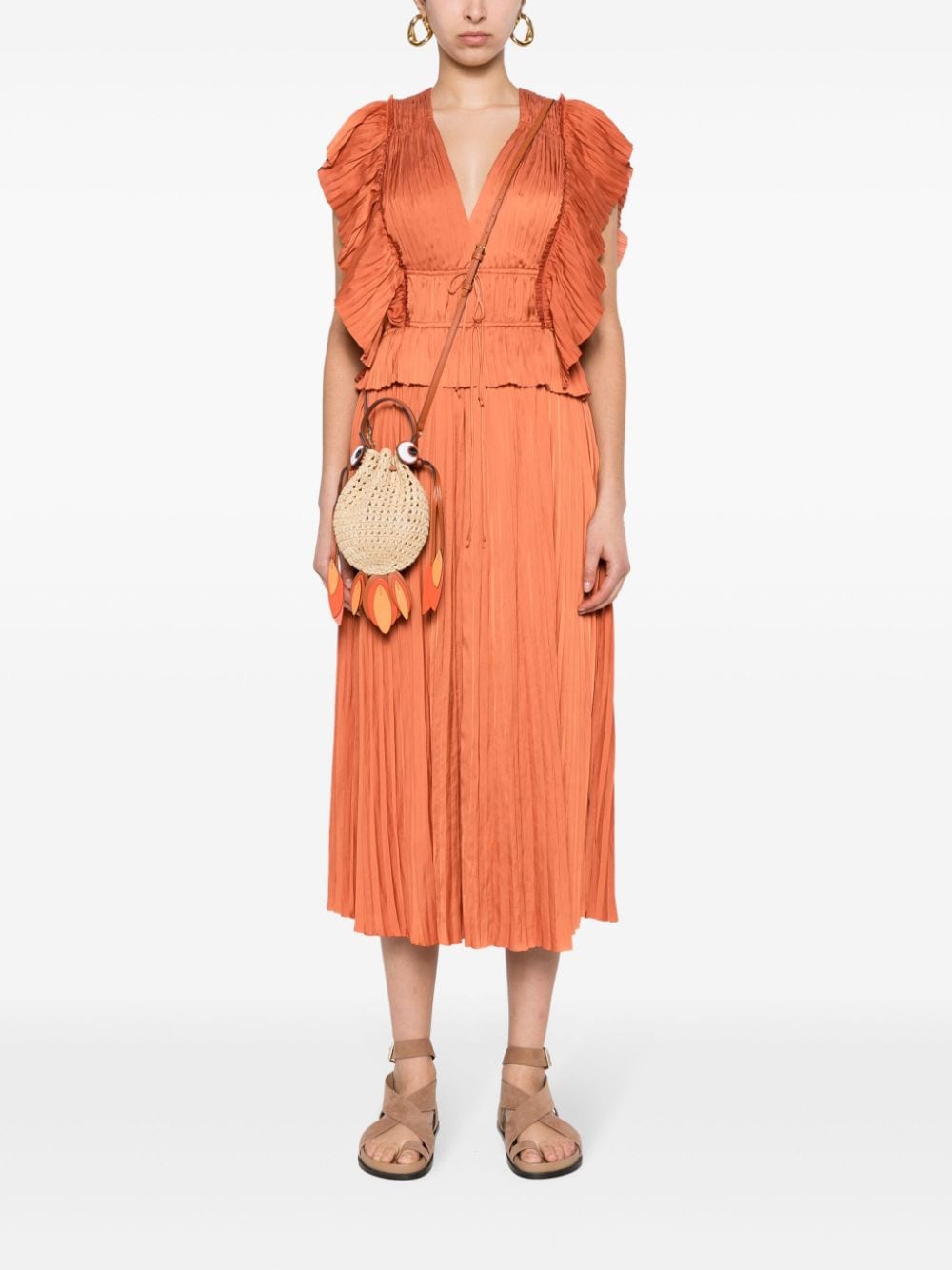 Shop Ulla Johnson Letty Midi Dress In Orange