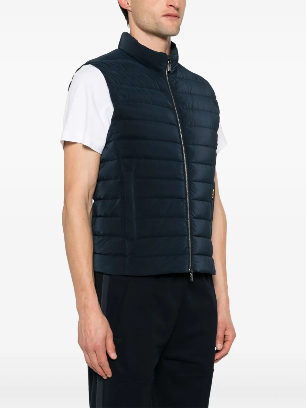 Shop Moorer Quilted Padded Gilet In Blue