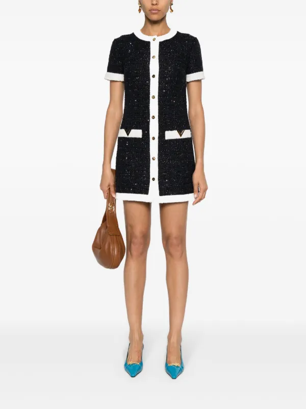 Valentino Garavani VLogo Signature Tweed Mini Dress | Blue