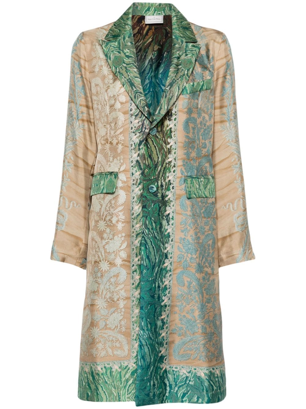 Image 1 of Pierre-Louis Mascia Aloe patterned silk coat