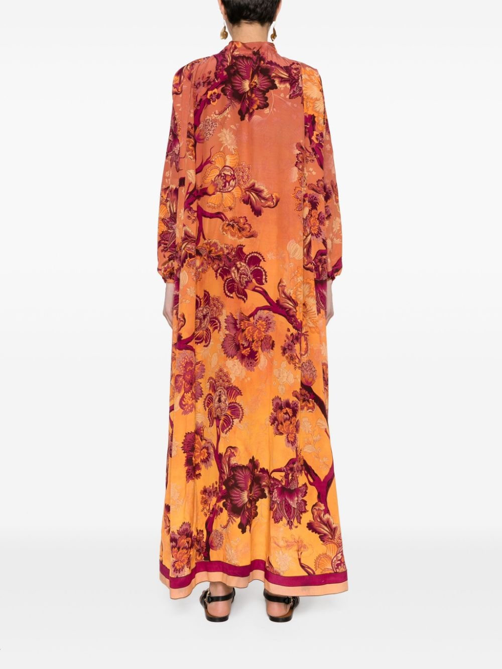 Shop F.r.s For Restless Sleepers Elone Floral-print Maxi Dress In Orange
