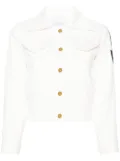 Patou logo-patch cropped denim jacket - White