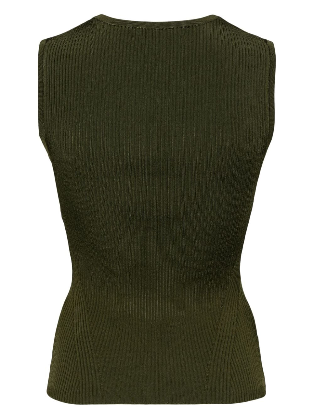 Shop Veronica Beard Ribbed-knit Tank Top In Green