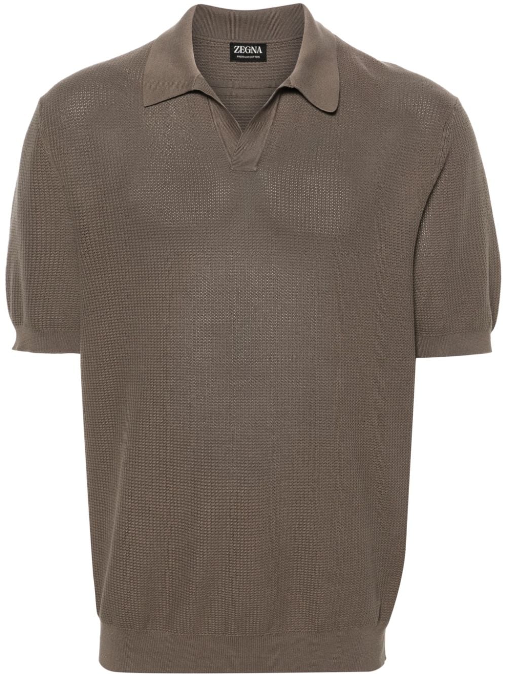 Zegna Knitted Cotton Polo Shirt In Brown