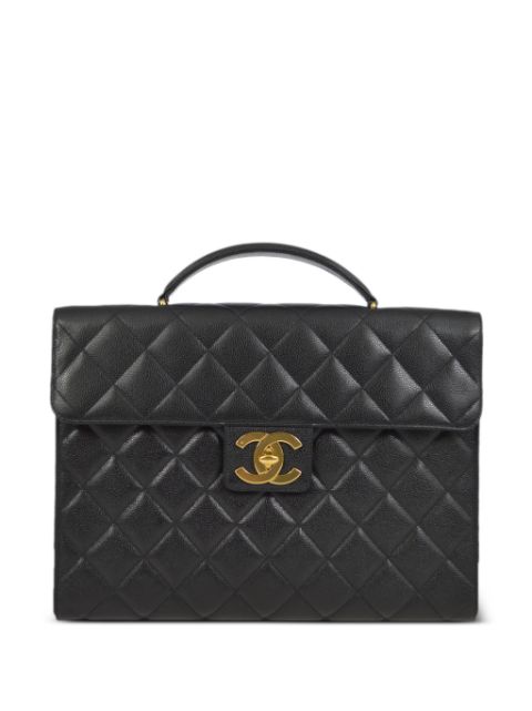 HOT SALE CHANEL 1995 CC turn-lock diamond-quilted briefcase Women