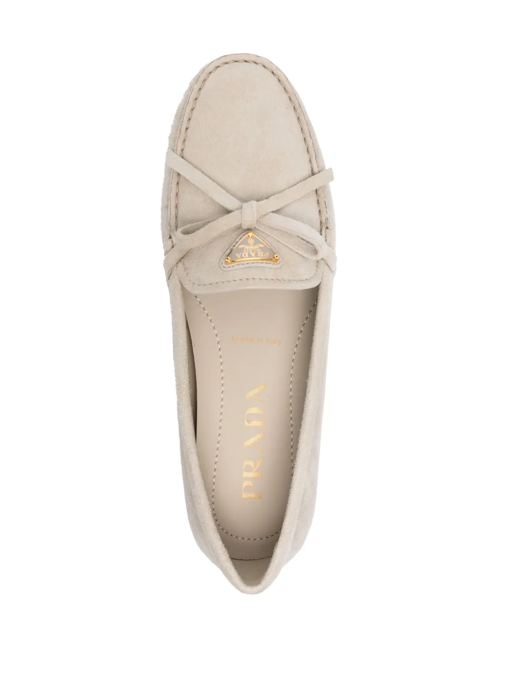 Prada triangle-logo suede loafers Neutrals