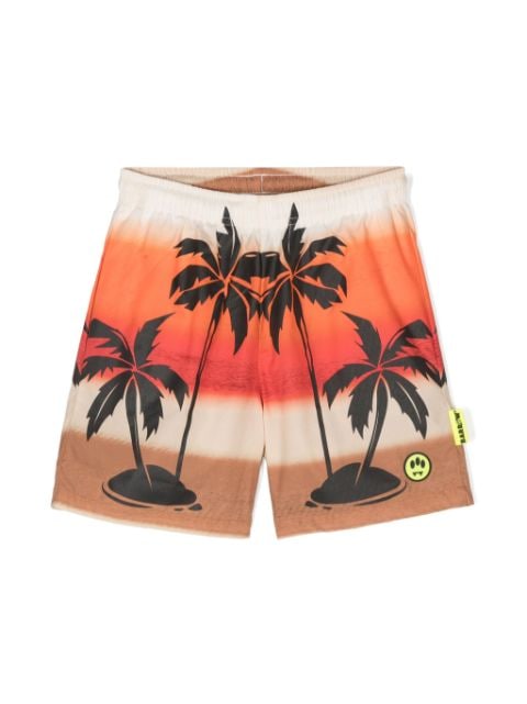 Barrow kids palm tree-print deck shorts