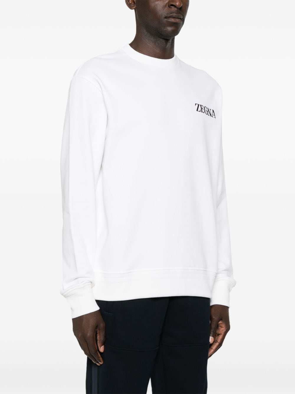 Shop Zegna Appliqué-logo Cotton Sweatshirt In Neutrals