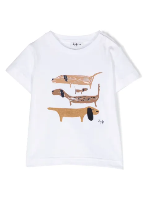 Il Gufo dog-print cotton T-shirt