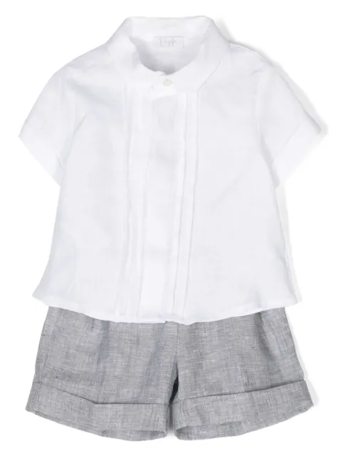 Il Gufo logo-embroidered linen shorts set