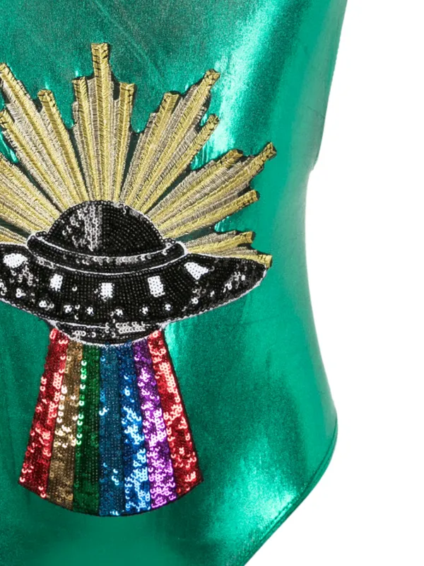 Brigitte sequin-embellished Metallic one-piece | Green