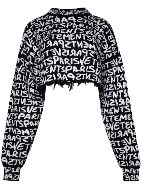 VETEMENTS Graffiti-logo intarsia-knit merino jumper