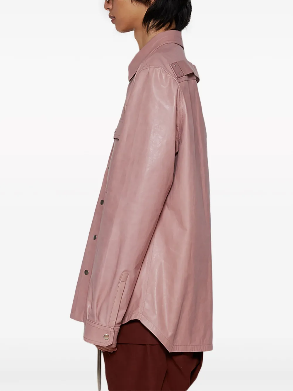 Rick Owens Press-stud Leather Shirt In Pink