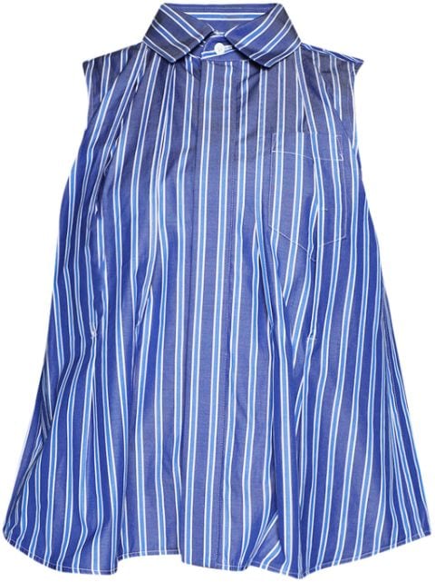 sacai sleeveless striped cotton shirt